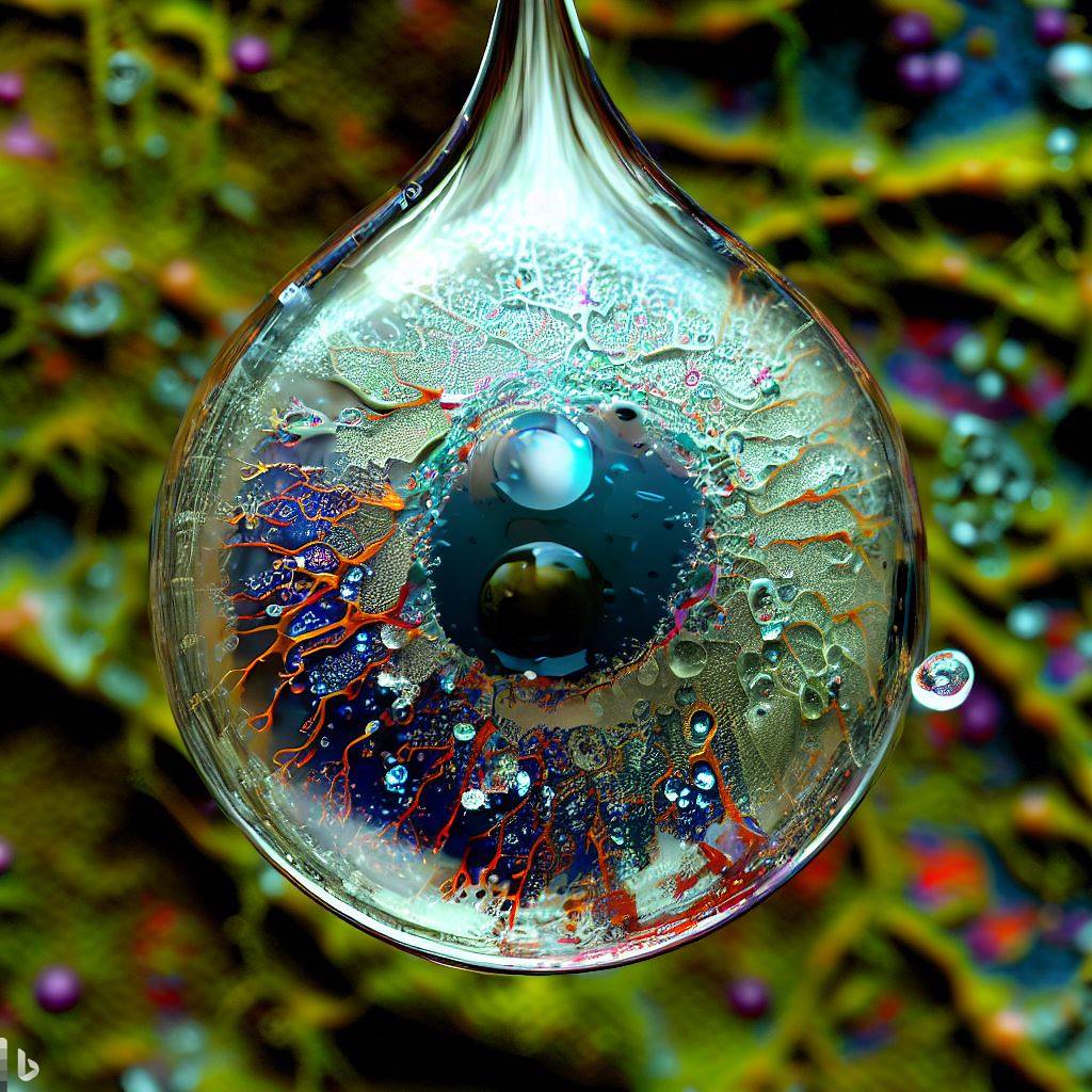 3- 3D hyper-detailed joyfully bursting spattering raindrop with lichen nano-circuitry woven into iris-stroma eye-pupil at its core, spattering wet rainforest moss synapses, mirroring recursion.jpg
